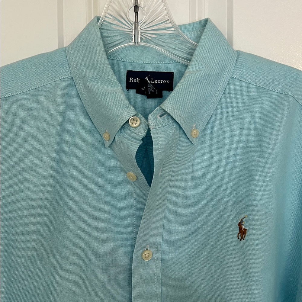 Ralph Lauren Boy’s Aqua Button Down Shirt, Size XL (18-20) - Picture 4 of 8